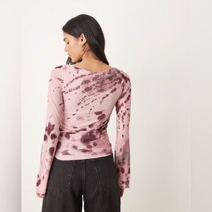 Elegant Mauve Tie-Dye Long Sleeve Top